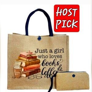 Cream and Tan Book Lover's Tote Bag